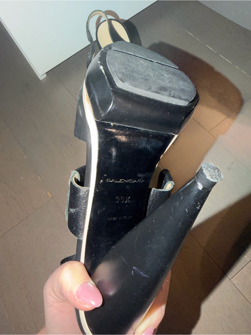 Balenciaga Black and White Slingback Stiletto Sandals - Picture 2 of 2